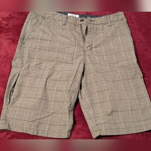 Hurley Men's Brown Plaid Flat Front Shorts